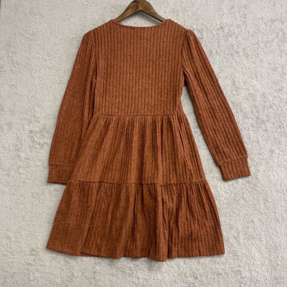 NEW Frye Women's S Ribbed Knit Mini Dress Rust Long sleeve - Picture 7 of 13